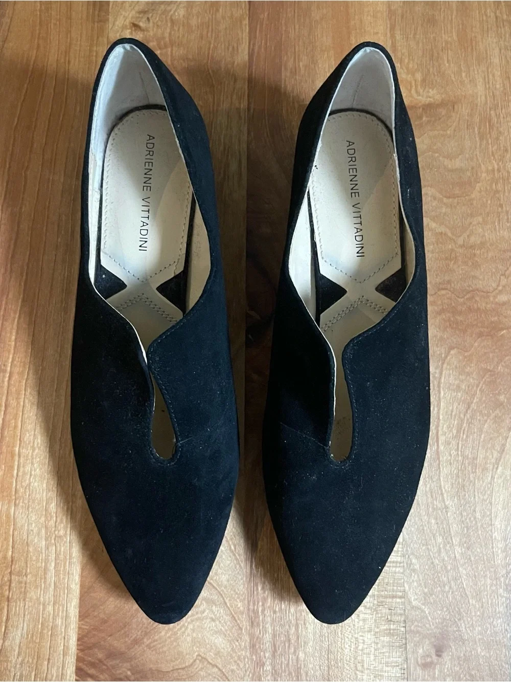 Adrienne Vittadini Black Suede Oxford Sculptural Flats Shoes Whimsigoth Size 8